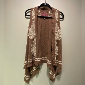 Johnny Was JWLA Embroidered Boho Waterfall Vest